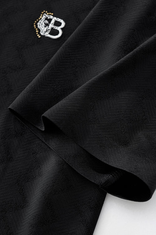 PSL2002-Seamless Chevron Texture Polo-BLACK – view 4