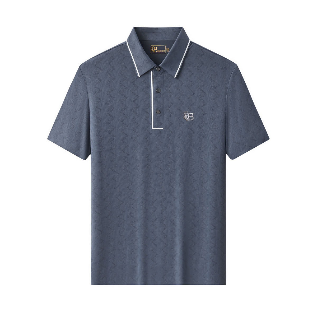 PSL2002-Seamless Chevron Texture Polo-PETROL – BAROCCO wholesale polo shirts