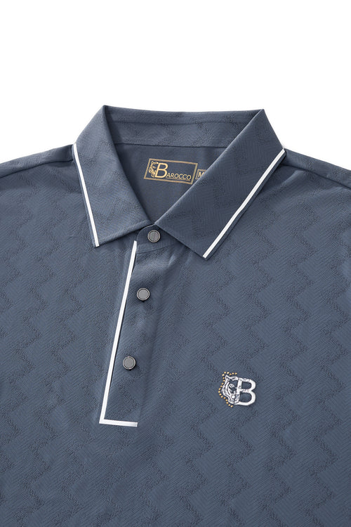 PSL2002-Seamless Chevron Texture Polo-PETROL – view 2