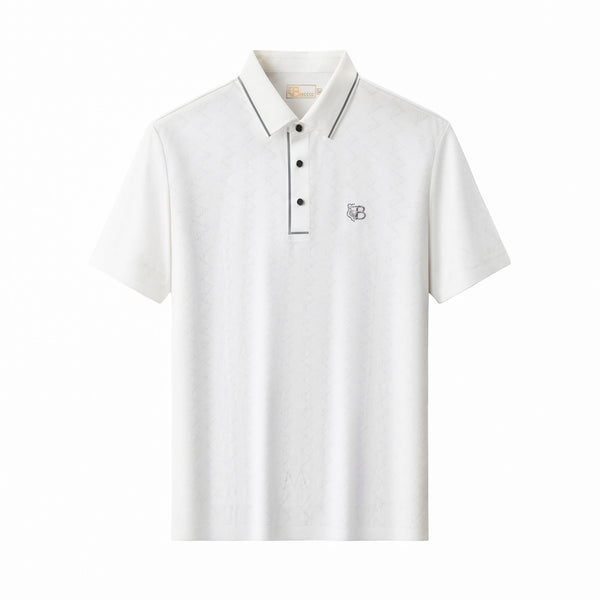PSL2002-Seamless Chevron Texture Polo-WHITE