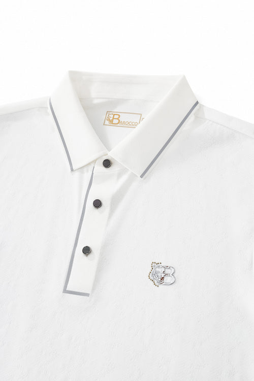 PSL2002-Seamless Chevron Texture Polo-WHITE – view 2