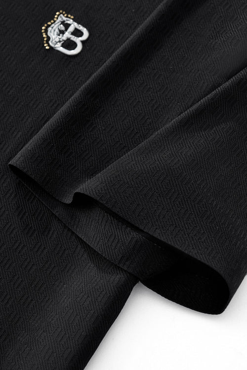 PSL2003-Seamless Geo Texture Polo-BLACK – view 4