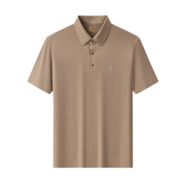 PSL2003-Seamless Geo Texture Polo-KHAKI