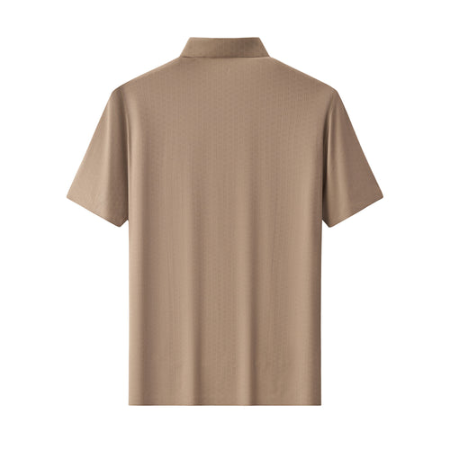PSL2003-Seamless Geo Texture Polo-KHAKI – view 1