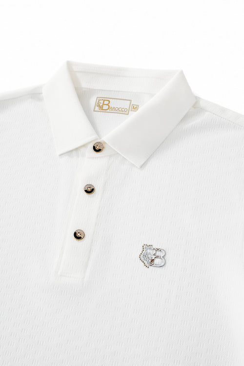 PSL2003-Seamless Geo Texture Polo-WHITE – view 2