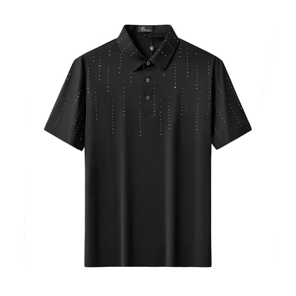 PSR203-Midnight Crystal Cascade Polo-BLACK/SILVER