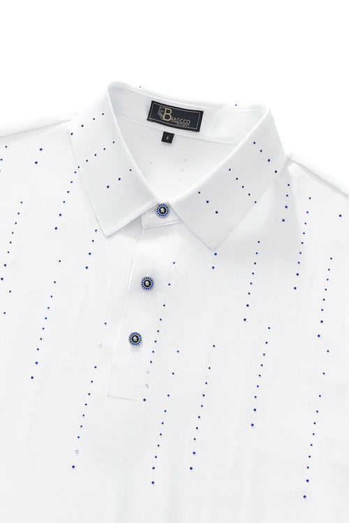 PSR203-Midnight Crystal Cascade Polo-WHITE/ROYAL – view 2