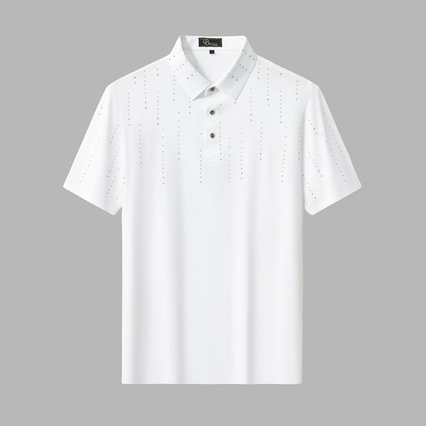 PSR203-Midnight Crystal Cascade Polo-WHITE/SILVER