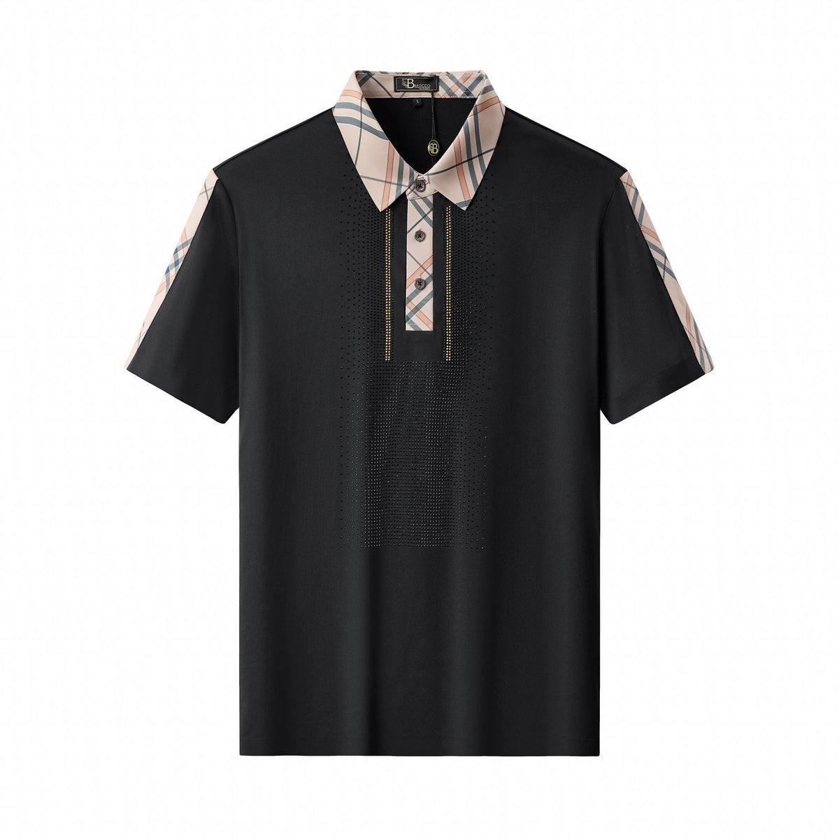 PSR205-Regal Plaid Crystal Performance Polo-BLACK/BLACK – BAROCCO wholesale polo shirts