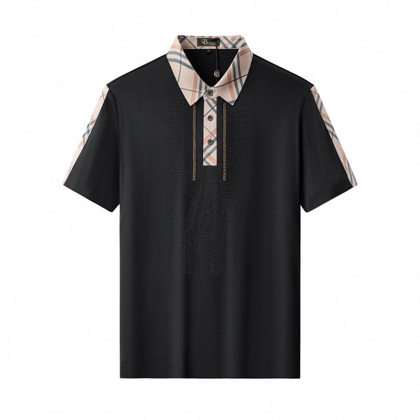 PSR205-Regal Plaid Crystal Performance Polo-BLACK/BLACK