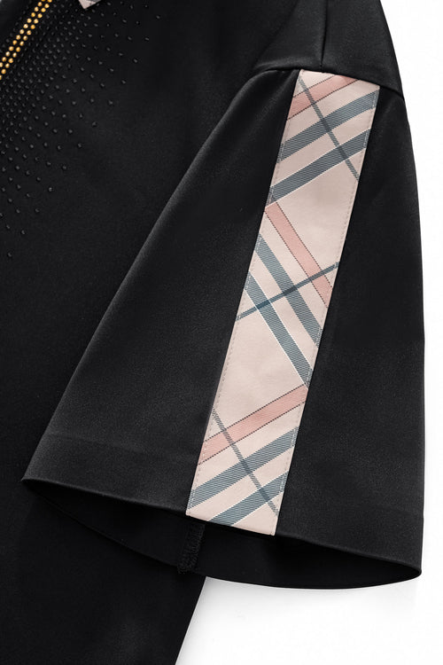 PSR205-Regal Plaid Crystal Performance Polo-BLACK/BLACK – view 4