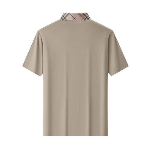PSR205-Regal Plaid Crystal Performance Polo-KHAKI/GOLD – view 1
