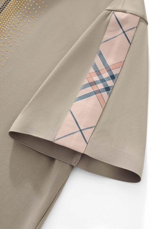 PSR205-Regal Plaid Crystal Performance Polo-KHAKI/GOLD – view 4