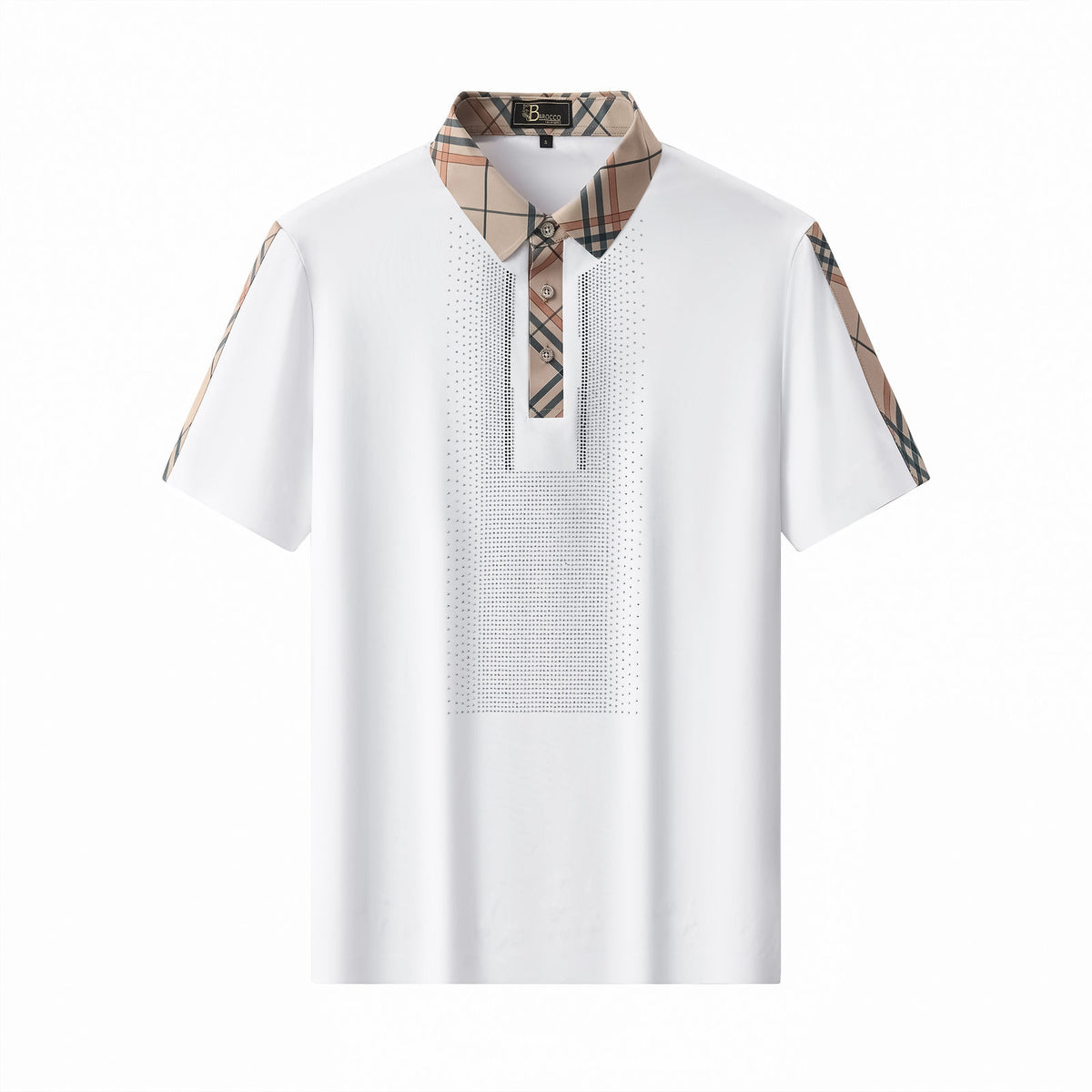 PSR205-Regal Plaid Crystal Performance Polo-WHITE/SILVER – BAROCCO wholesale polo shirts