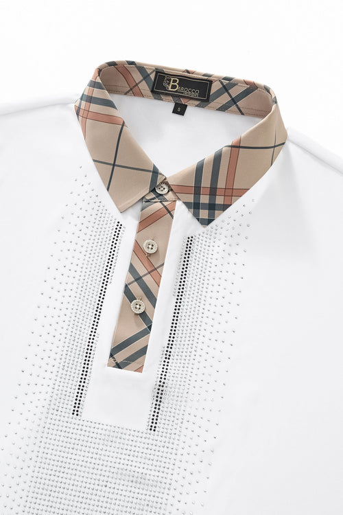PSR205-Regal Plaid Crystal Performance Polo-WHITE/SILVER – view 2