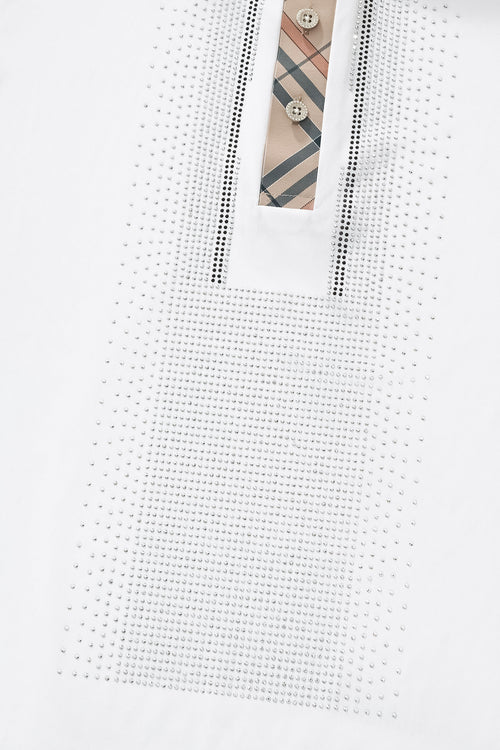 PSR205-Regal Plaid Crystal Performance Polo-WHITE/SILVER – view 6