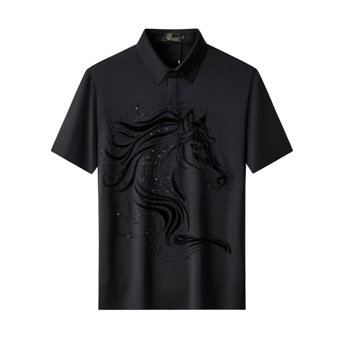 PSR206-Imperial Stallion Crystal Polo-BLACK/BLACK – BAROCCO wholesale polo shirts