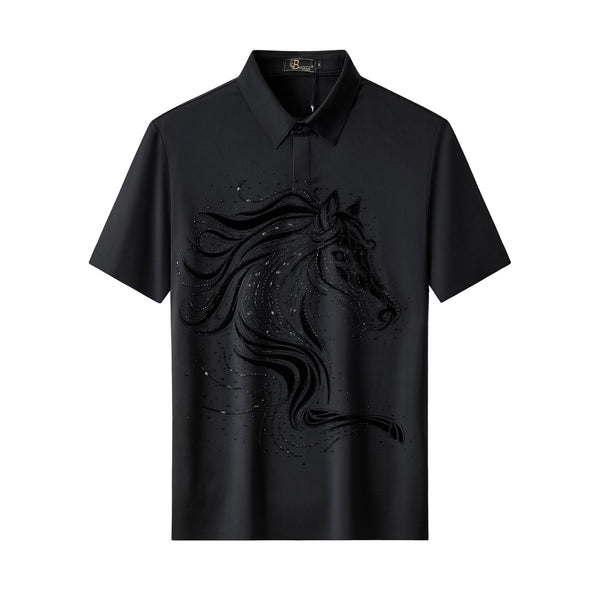 PSR206-Imperial Stallion Crystal Polo-BLACK/BLACK