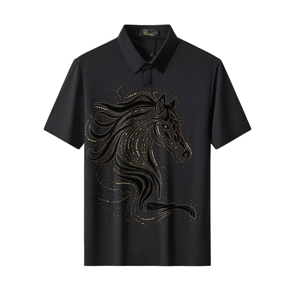 PSR206-Imperial Stallion Crystal Polo-BLACK/GOLD