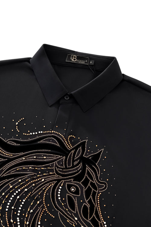 PSR206-Imperial Stallion Crystal Polo-BLACK/GOLD – view 2