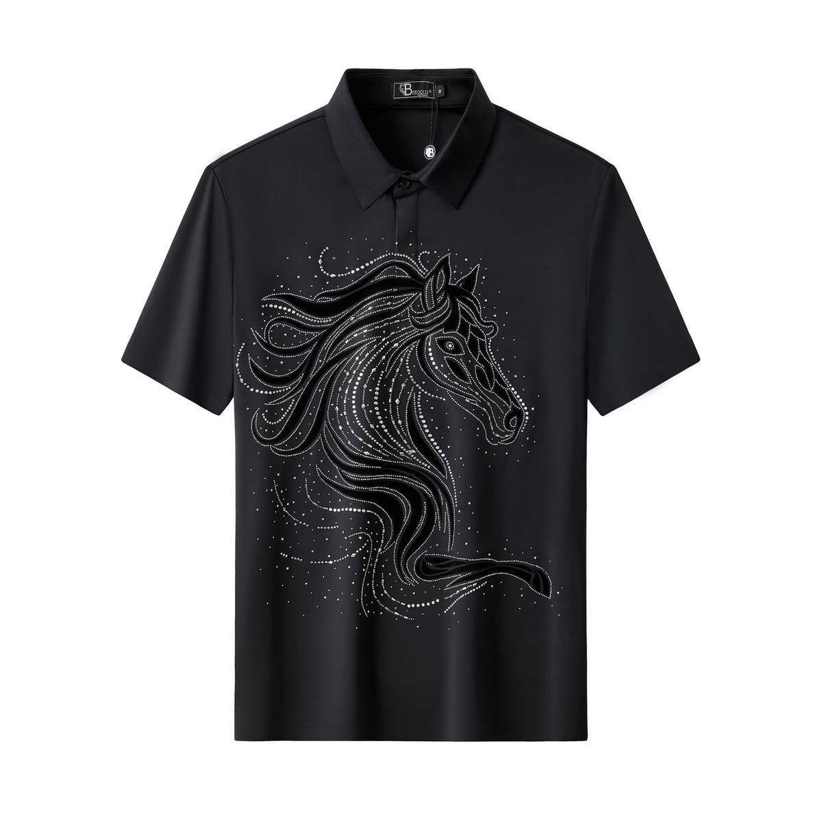 PSR206-Imperial Stallion Crystal Polo-BLACK/SILVER – BAROCCO wholesale polo shirts