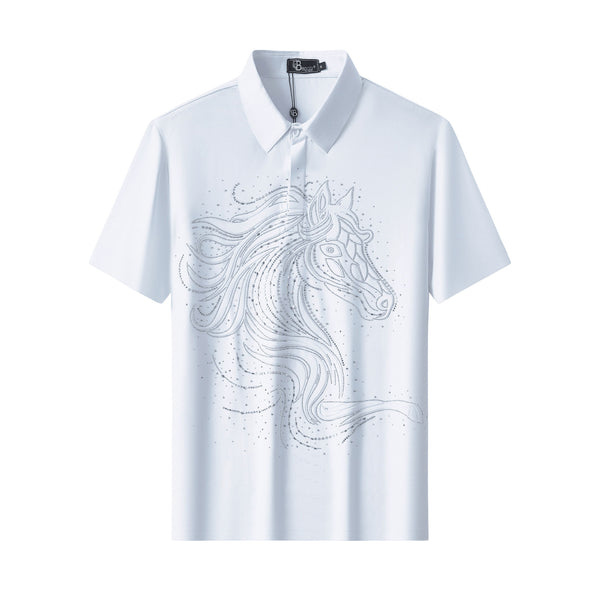 PSR206-Imperial Stallion Crystal Polo-WHITE/SILVER