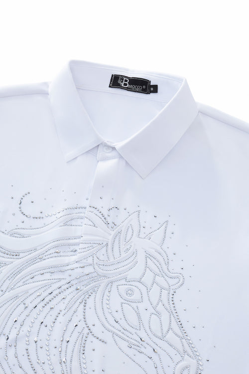 PSR206-Imperial Stallion Crystal Polo-WHITE/SILVER – view 2