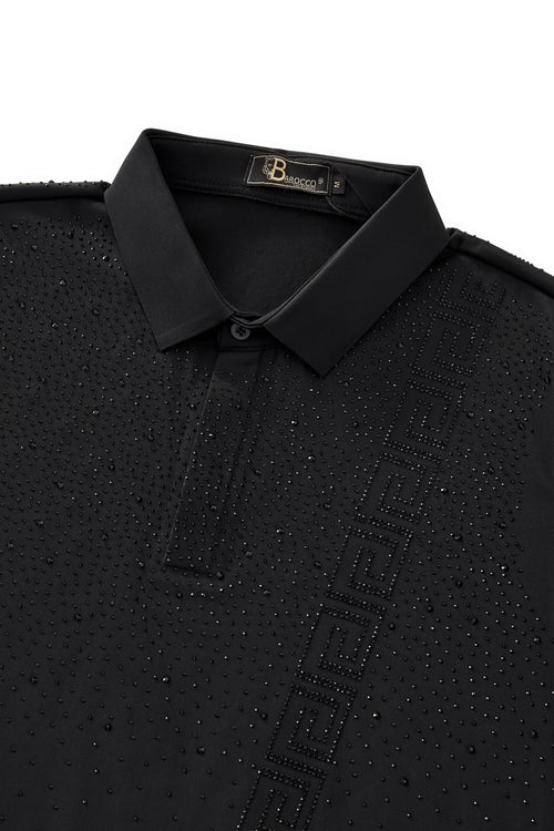 PSR207-Royal Key Crystal Polo-BLACK/BLACK – view 2