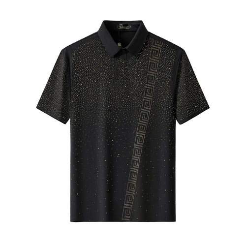 PSR207-Royal Key Crystal Polo-BLACK/GOLD