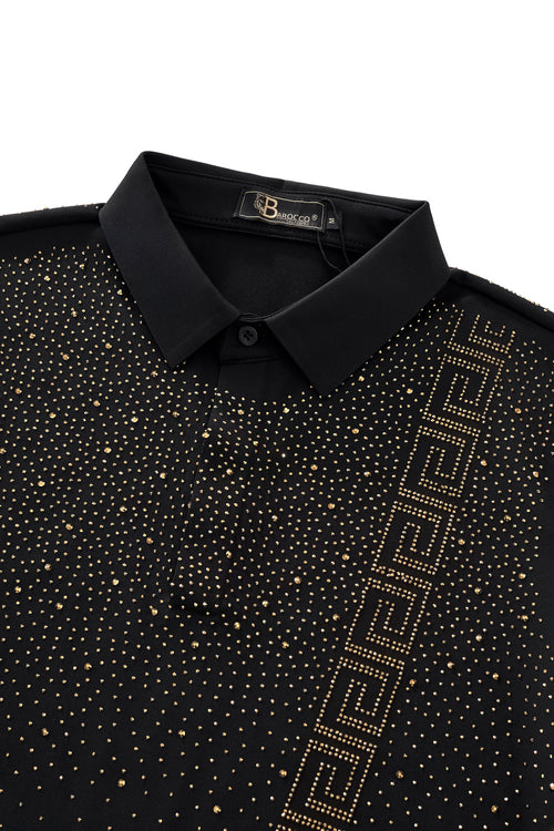 PSR207-Royal Key Crystal Polo-BLACK/GOLD – view 2