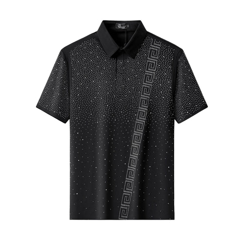 PSR207-Royal Key Crystal Polo-BLACK/SILVER