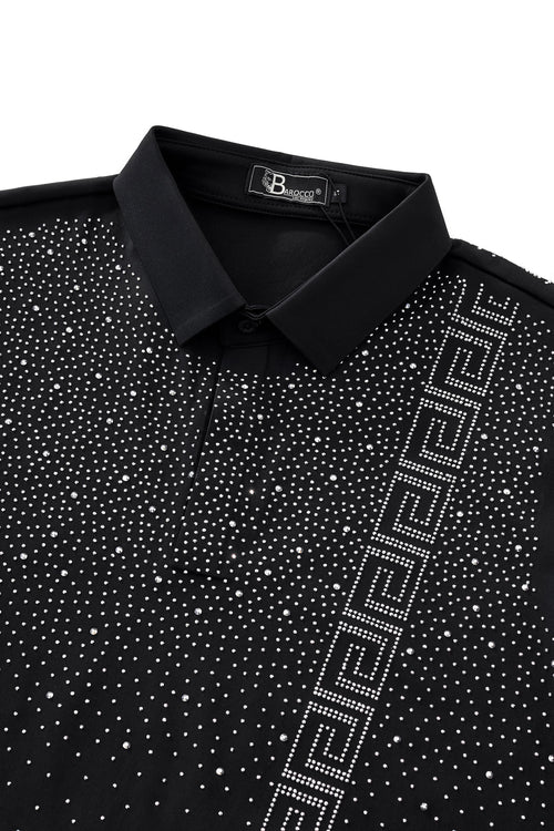 PSR207-Royal Key Crystal Polo-BLACK/SILVER – view 2