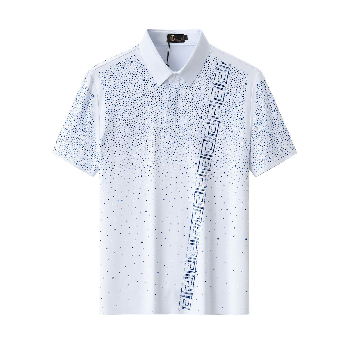 PSR207-Royal Key Crystal Polo-WHITE/ROYAL – BAROCCO wholesale polo shirts