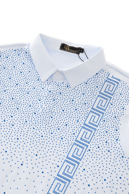 PSR207-Royal Key Crystal Polo-WHITE/ROYAL – view 2