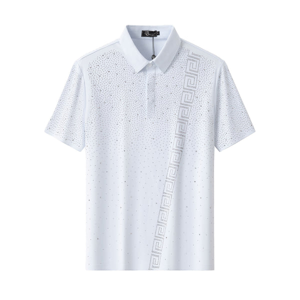 PSR207-Royal Key Crystal Polo-WHITE/SILVER