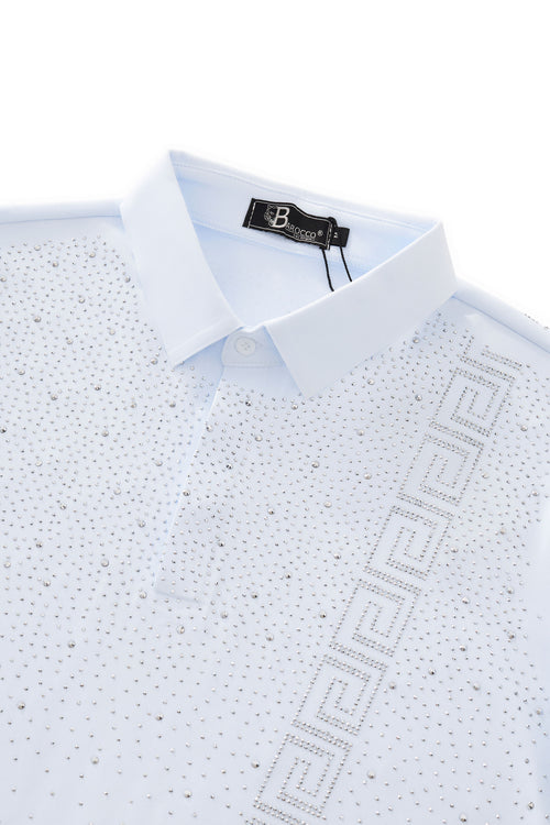 PSR207-Royal Key Crystal Polo-WHITE/SILVER – view 2