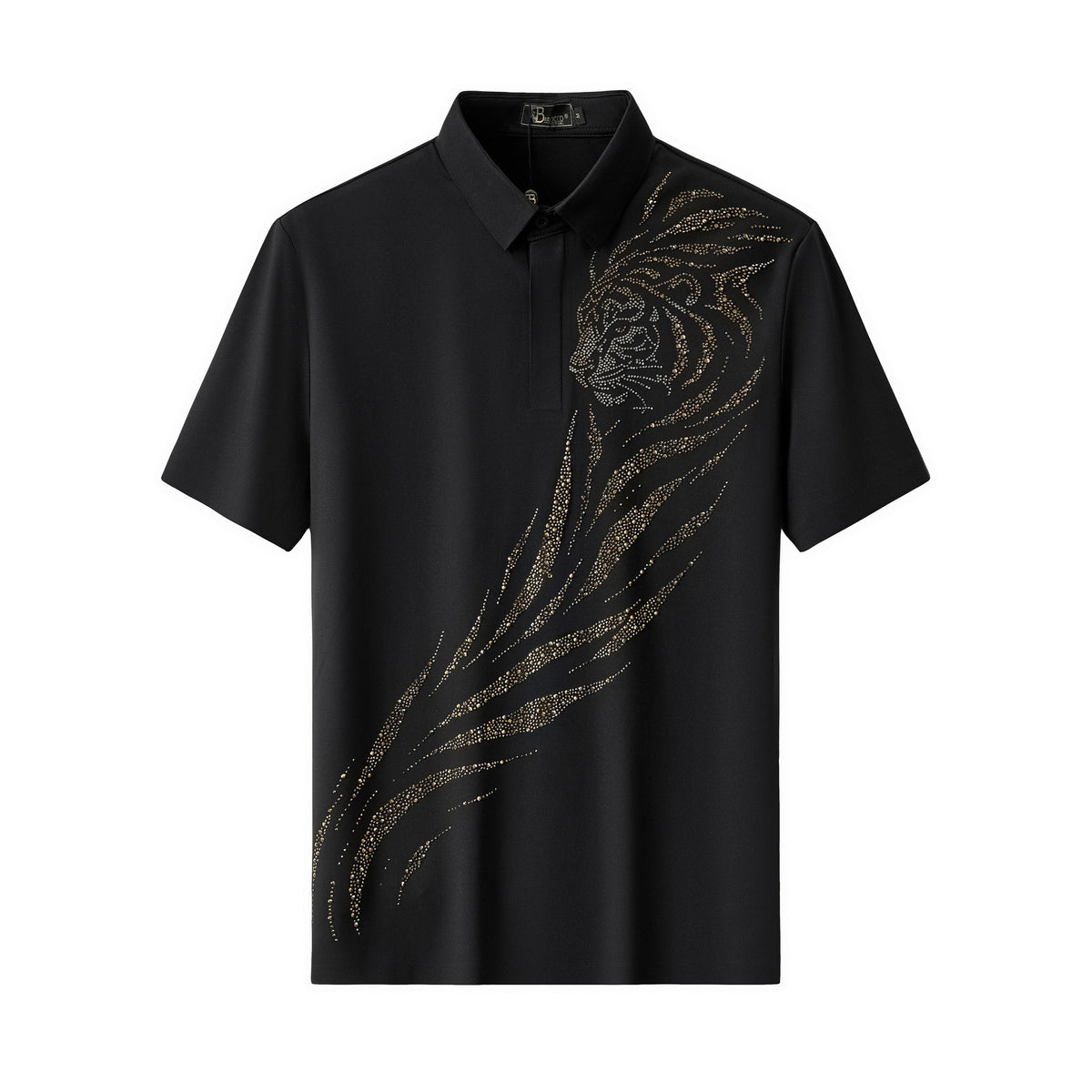 PSR208-Phantom Tiger Crystal Polo-BLACK/GOLD – BAROCCO wholesale polo shirts