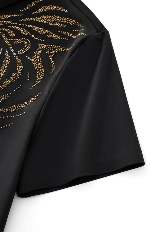 PSR208-Phantom Tiger Crystal Polo-BLACK/GOLD – view 3