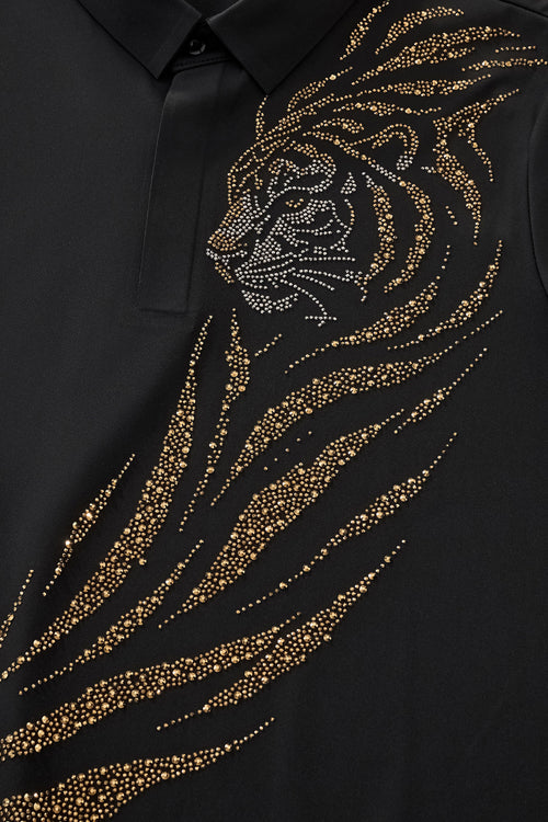 PSR208-Phantom Tiger Crystal Polo-BLACK/GOLD – view 5