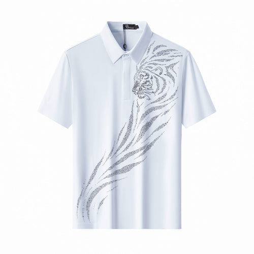 PSR208-Phantom Tiger Crystal Polo-WHITE/SILVER