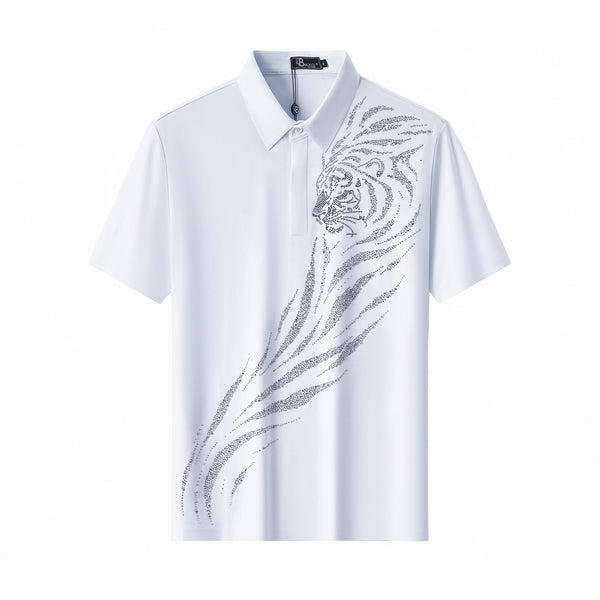 PSR208-Phantom Tiger Crystal Polo-WHITE/SILVER