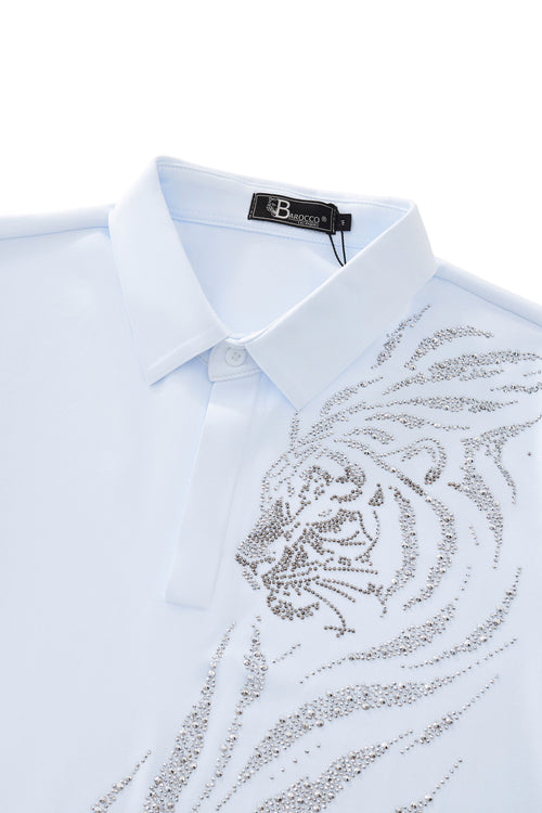 PSR208-Phantom Tiger Crystal Polo-WHITE/SILVER – view 2