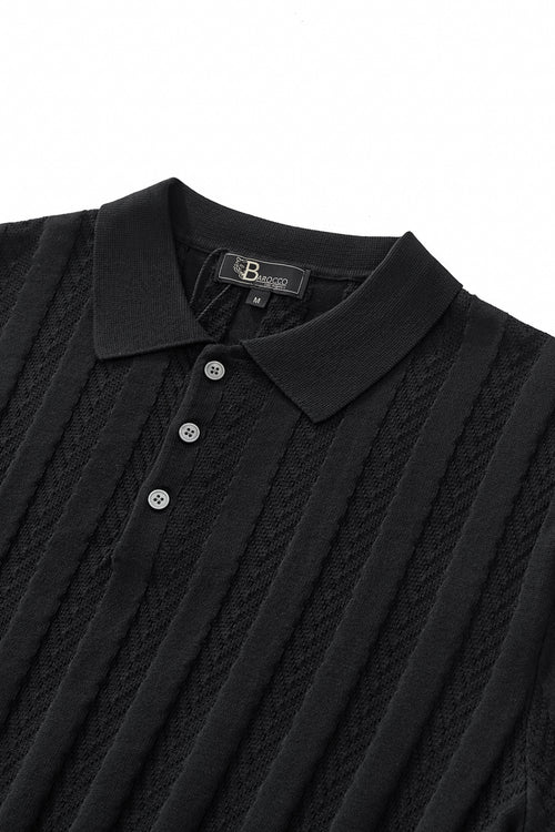 PSS613 - MetroLine Button Polo-BLACK – view 2