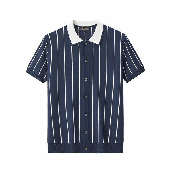 Camisa de punto ModStripe-MARINO/BLANCO