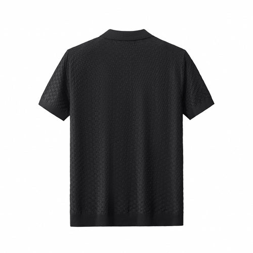 PSS616 - PrimeKnit Button Polo-BLACK – view 1