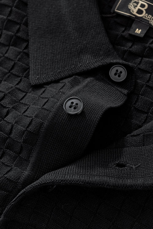 PSS616 - PrimeKnit Button Polo-BLACK – view 3