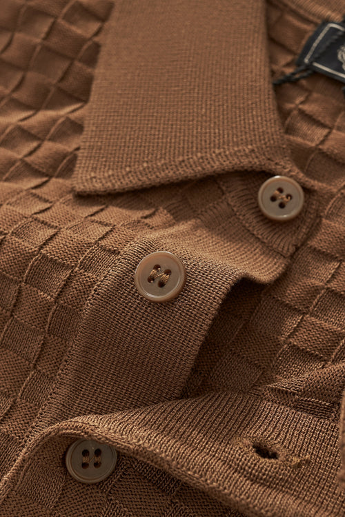 PSS616 - PrimeKnit Button Polo-COFFEE – view 3