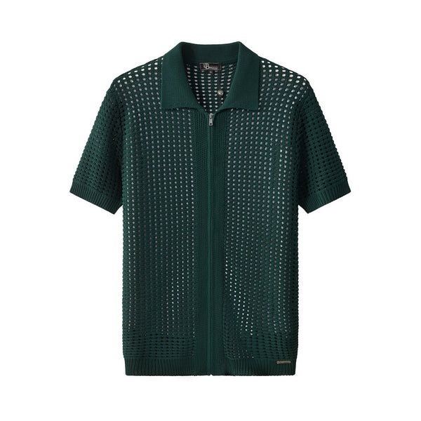 PSS621-Breeze Mesh Zip SS Shirt-HNTGN