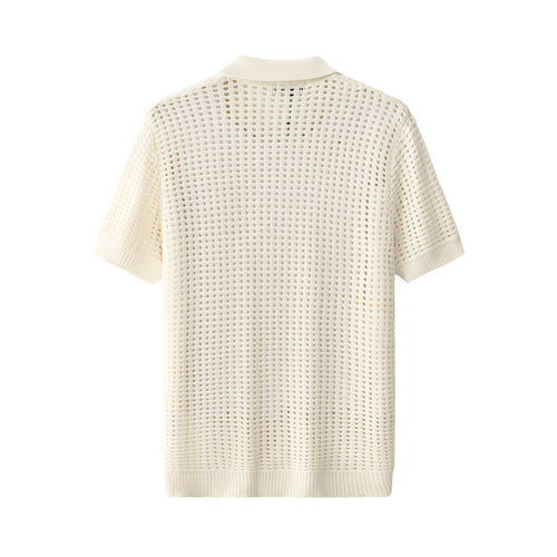 PSS621-Breeze Mesh Zip SS Shirt-IVORY – view 1