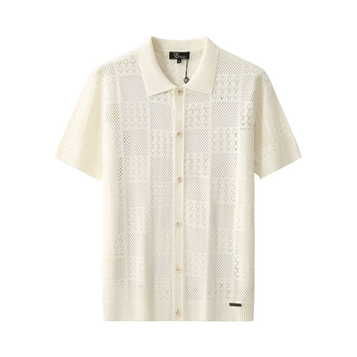 PSS623-Monaco Mesh SS Shirt-IVORY
